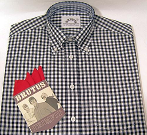 'BRUTUS TRIMFIT' Seventies Mod Mens Shirt - BLACK